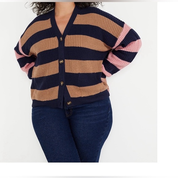 Time and Tru Women's Boyfriend Cardigan Sweater Dark Navy XXL(NWT) - Picture 2 of 3